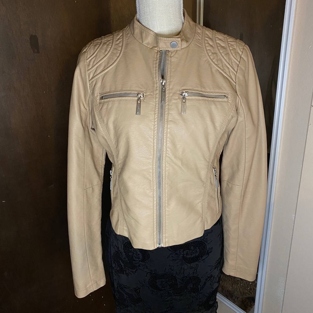 Faux leather moto jacket